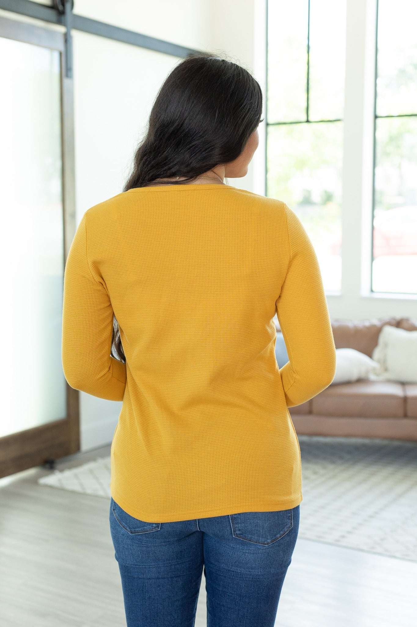 Harper Long Sleeve Henley - Mustard