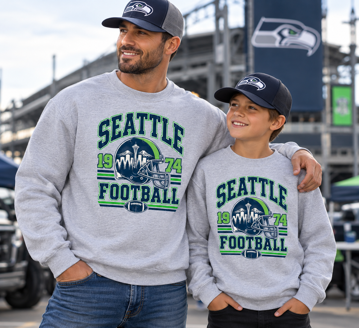 Seattle 1974 Vintage Football Crewneck
