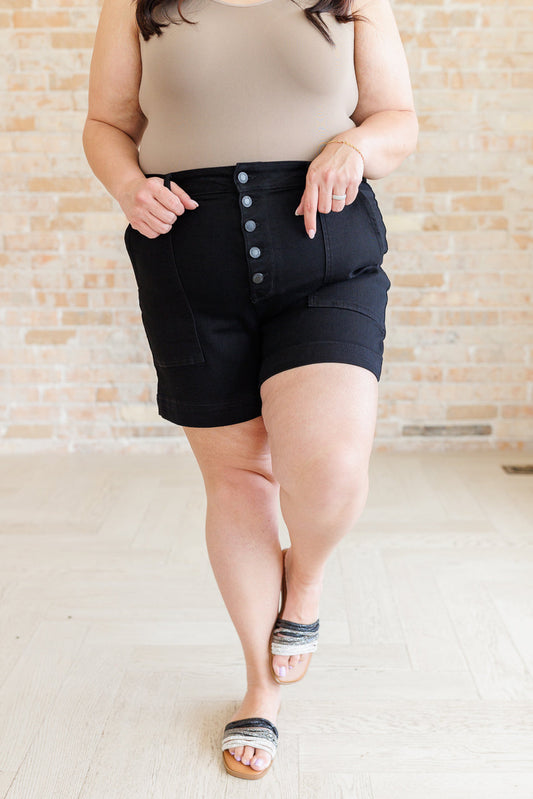 Reagan High Rise Button Fly Trouser Shorts - KD Lane