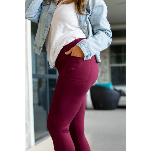 PREORDER MAROON FULL-LENGTH Leggings with POCKET - Luxe Leggings by Julia Rose®