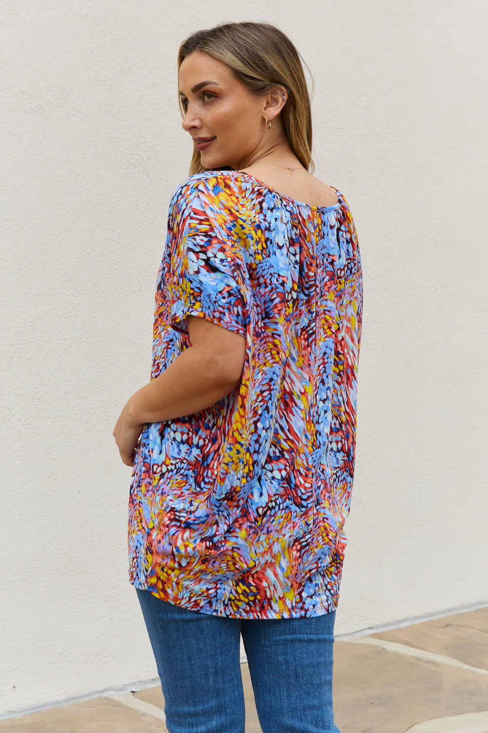 Be Stage Printed Dolman Flowy Top
