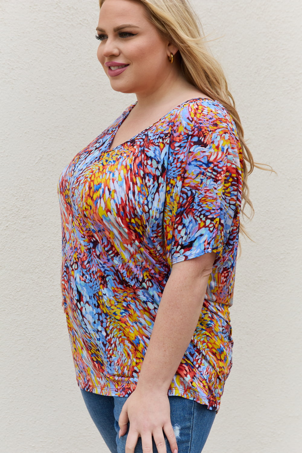 Be Stage Printed Dolman Flowy Top