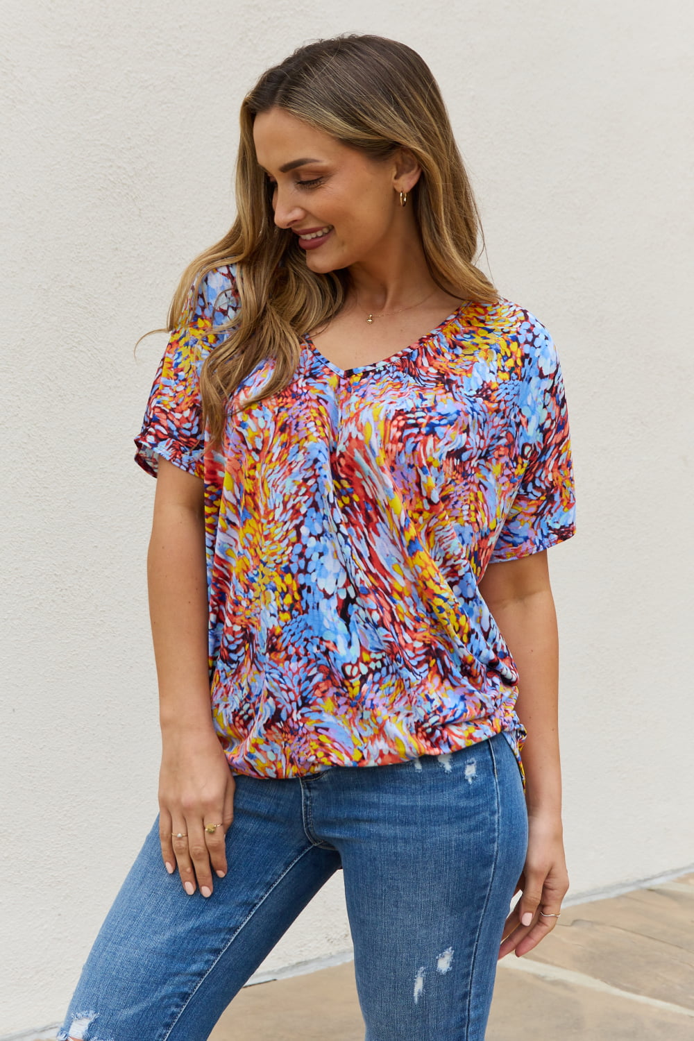 Be Stage Printed Dolman Flowy Top