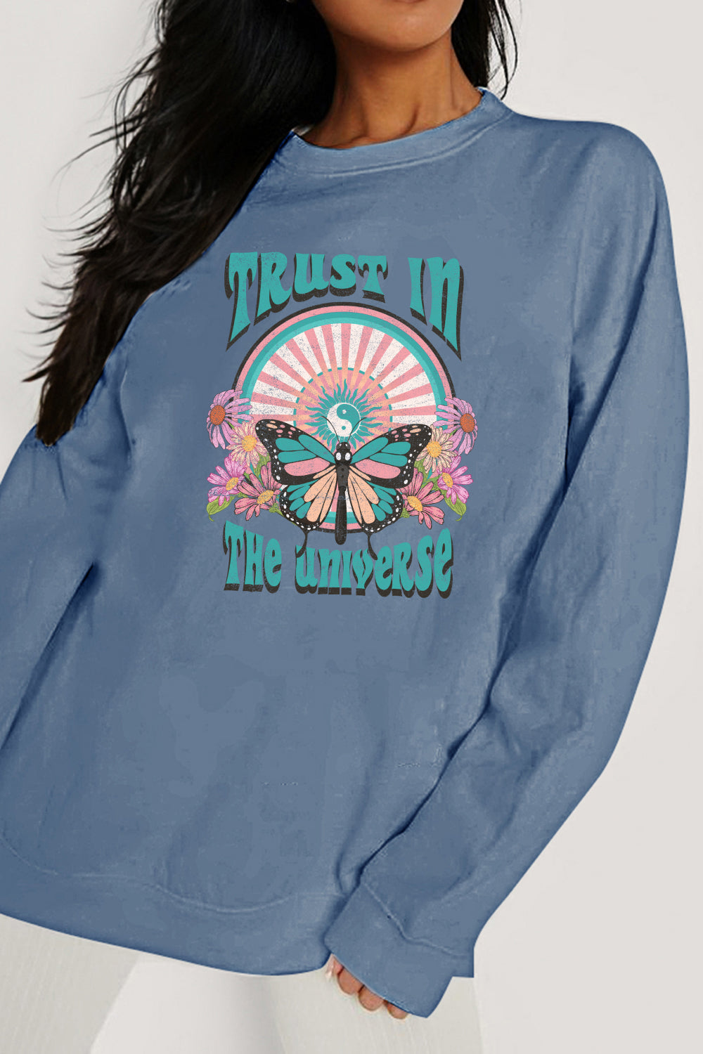 Simply Love Full Size TRUST IN THE UNIVERSE Graphic Sweatshirt