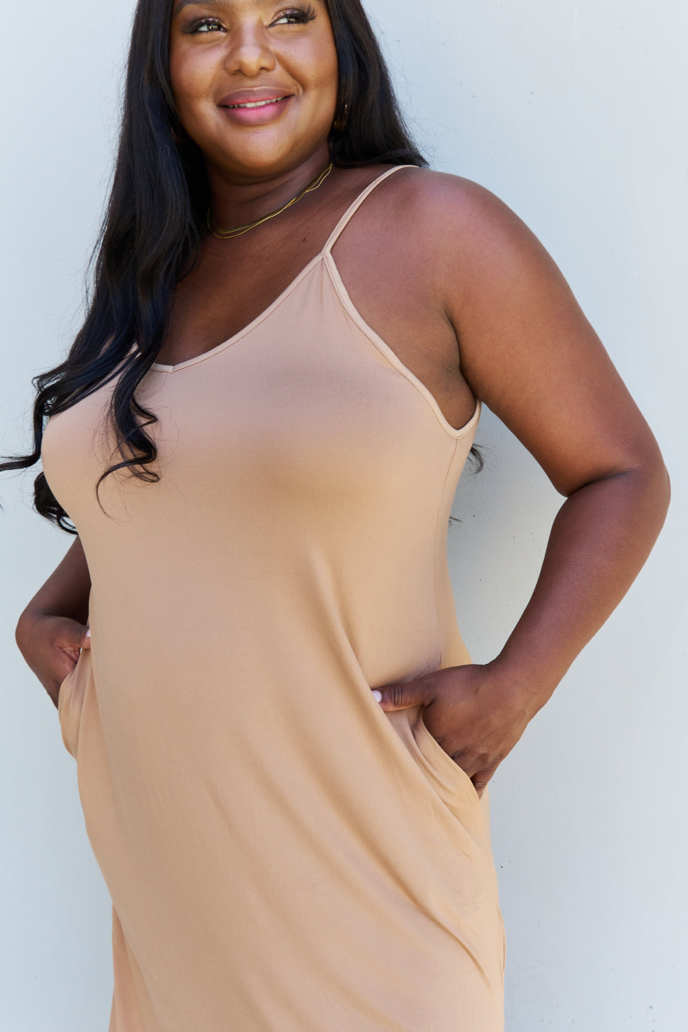 Ninexis Good Energy Cami Side Slit Maxi Dress in Camel