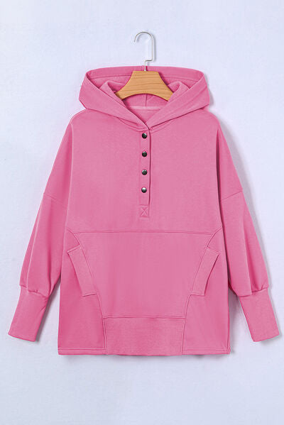 Quarter-Snap Dropped Shoulder Hoodie