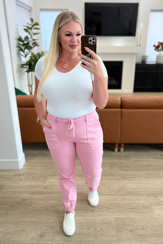 Regina High Rise Garment Dyed Denim Jogger - KD Lane