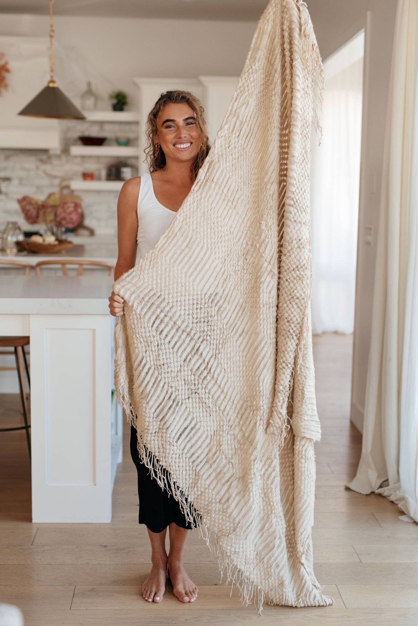 Graham Blanket Single Cuddle Size in Beige - KD Lane
