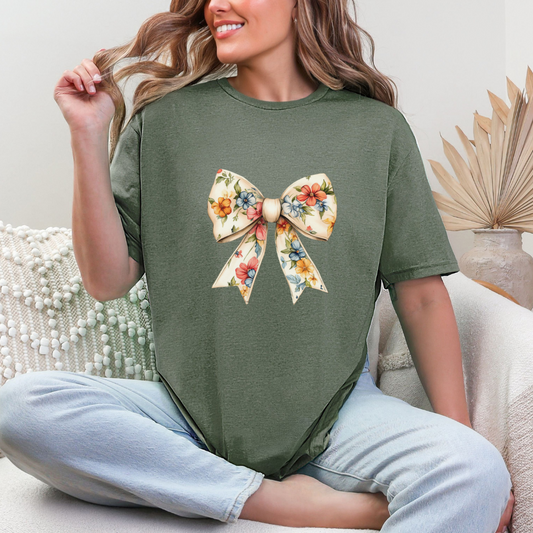 Coquette Floral Bow Graphic Tee - KD Lane