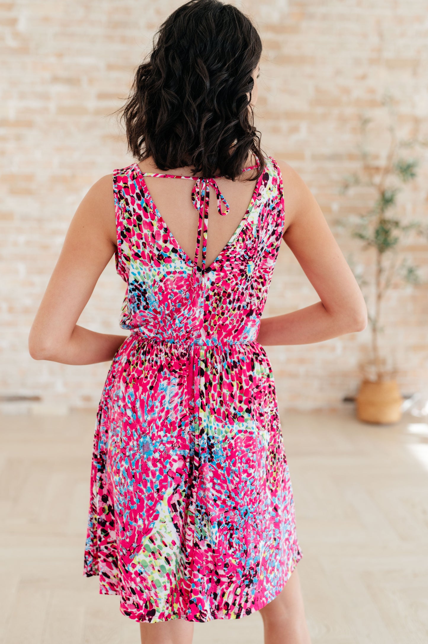Bless Your Heart V-Neck Dress in Neon Fuchsia - KD Lane