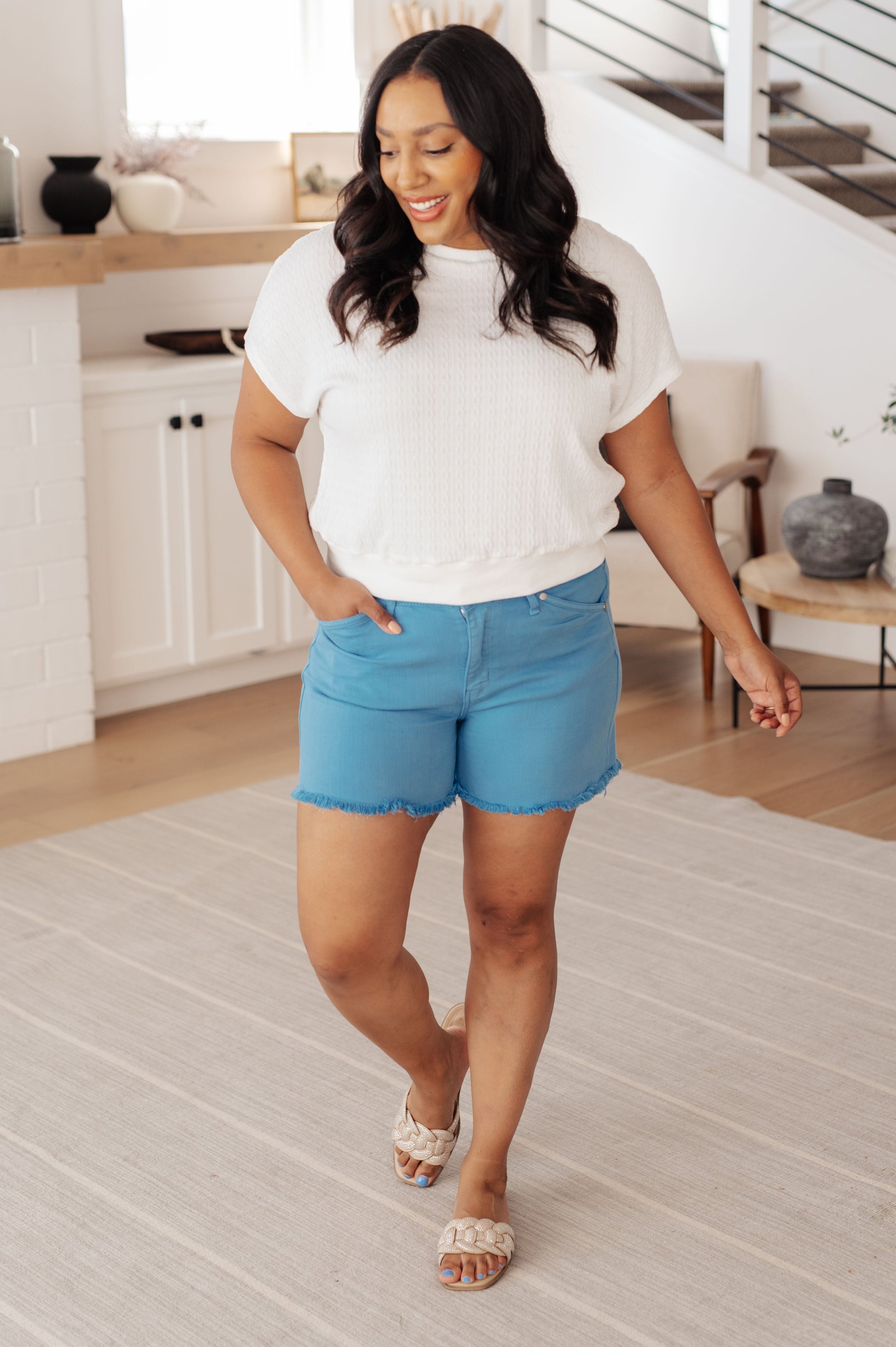 Clearly Classic Short Sleeve Top in White - KD Lane
