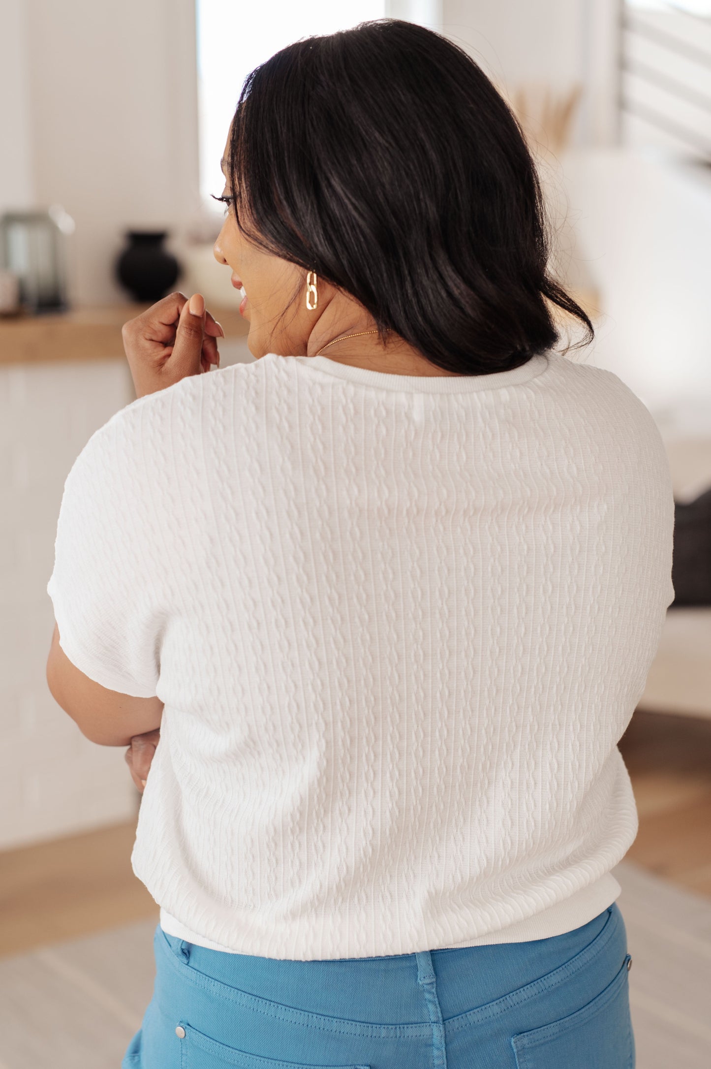 Clearly Classic Short Sleeve Top in White - KD Lane