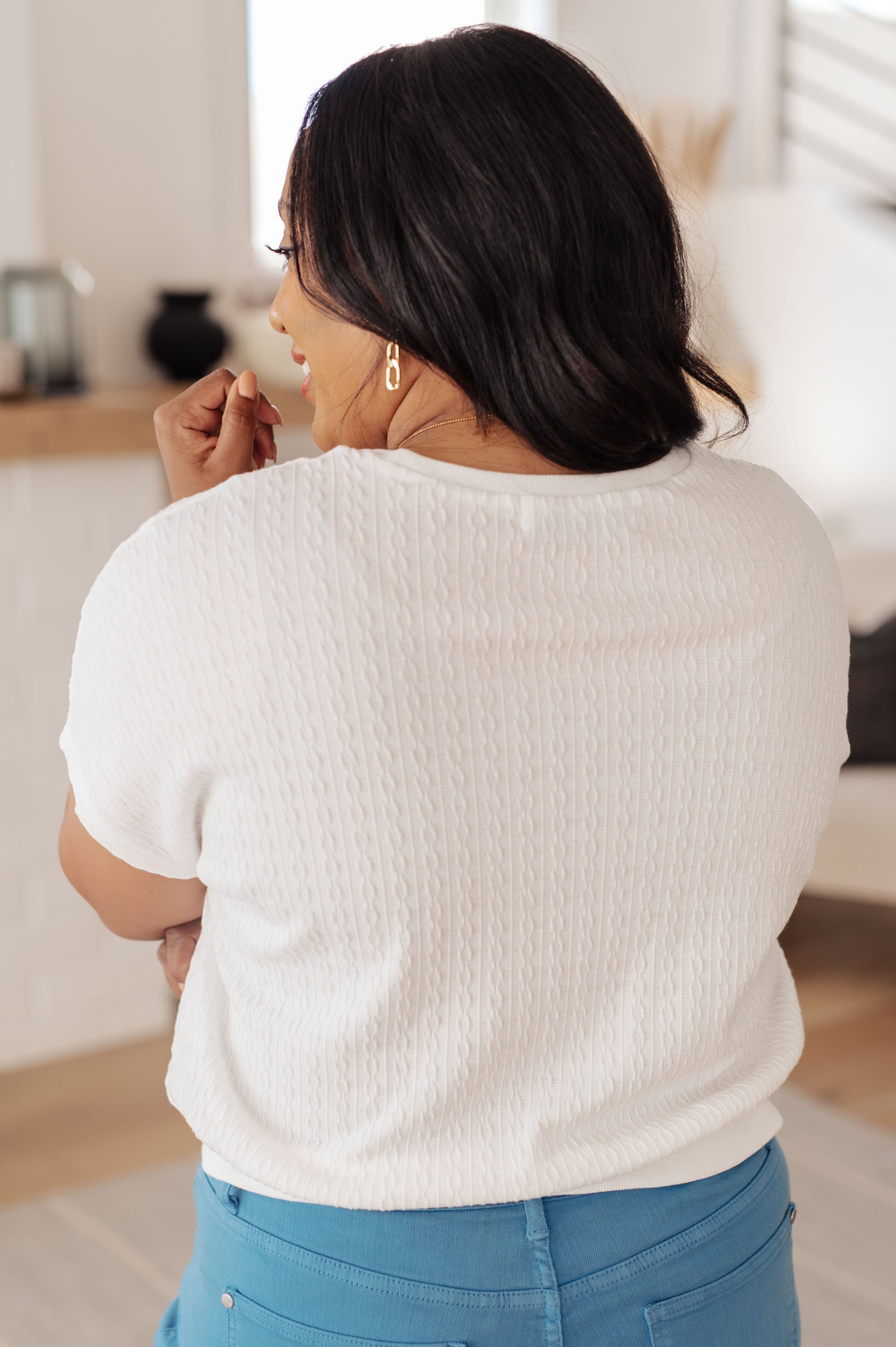 Clearly Classic Short Sleeve Top in White - KD Lane
