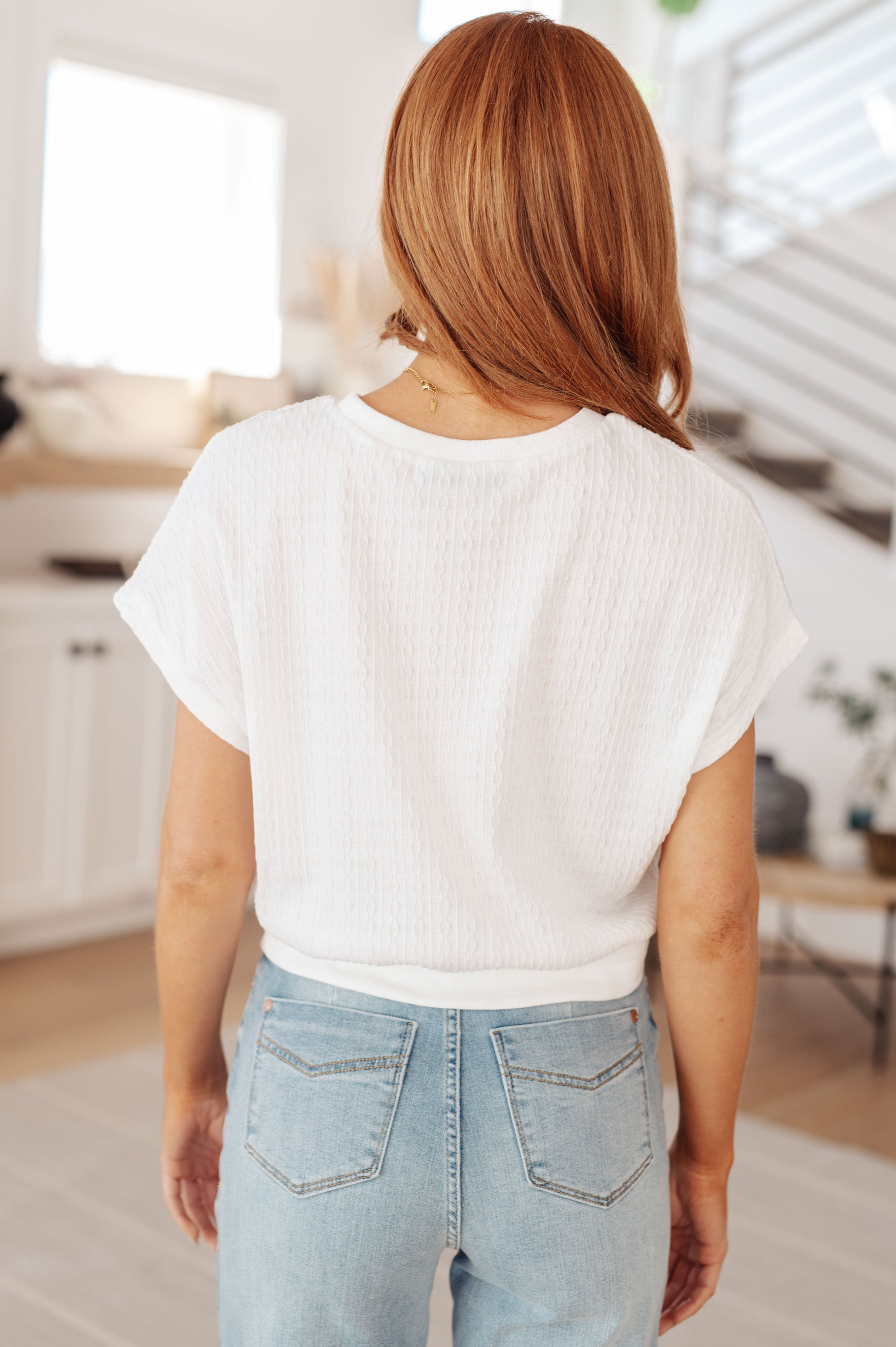 Clearly Classic Short Sleeve Top in White - KD Lane
