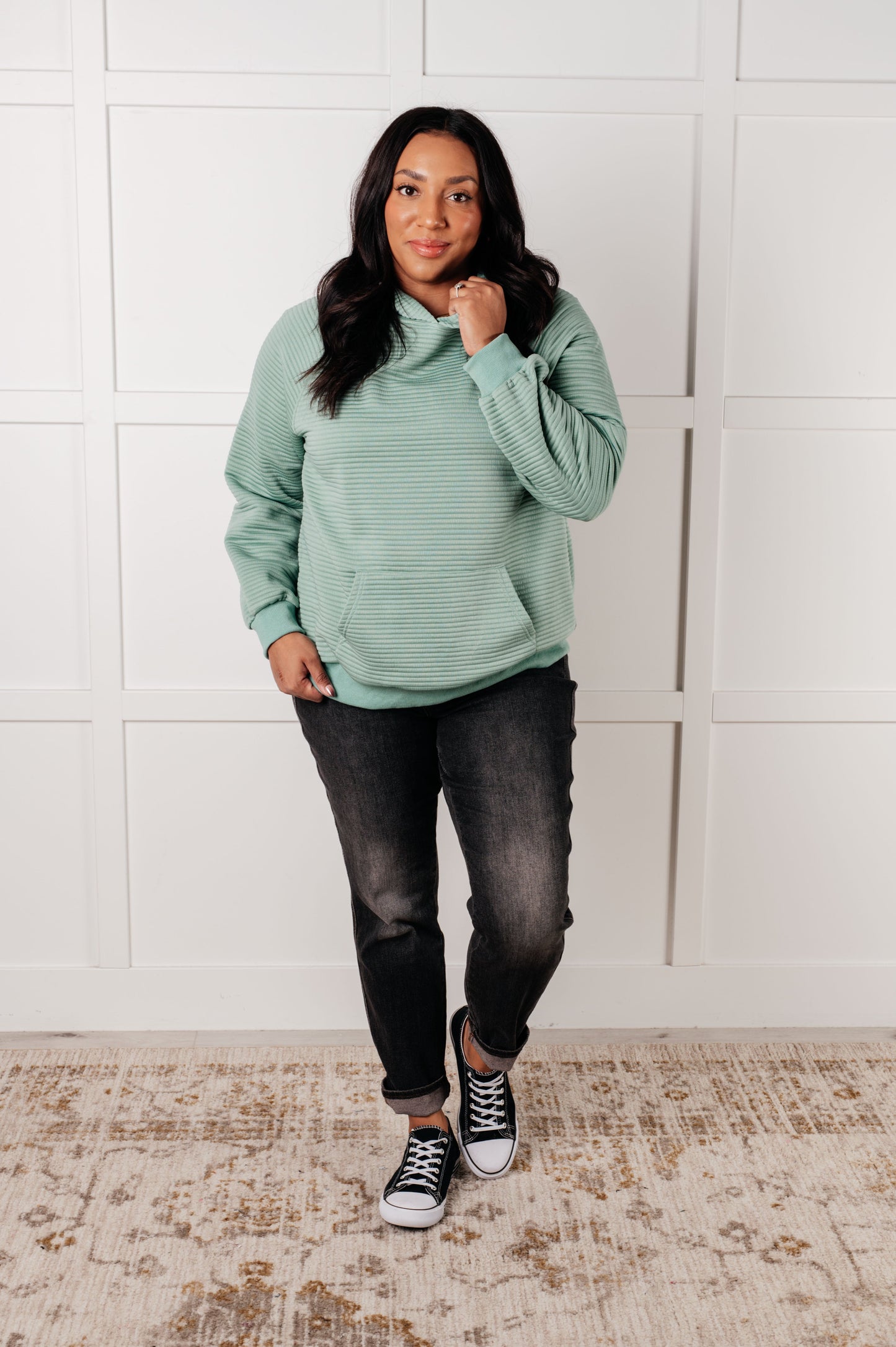 Crosswalk Textured Hoodie in Green - KD Lane
