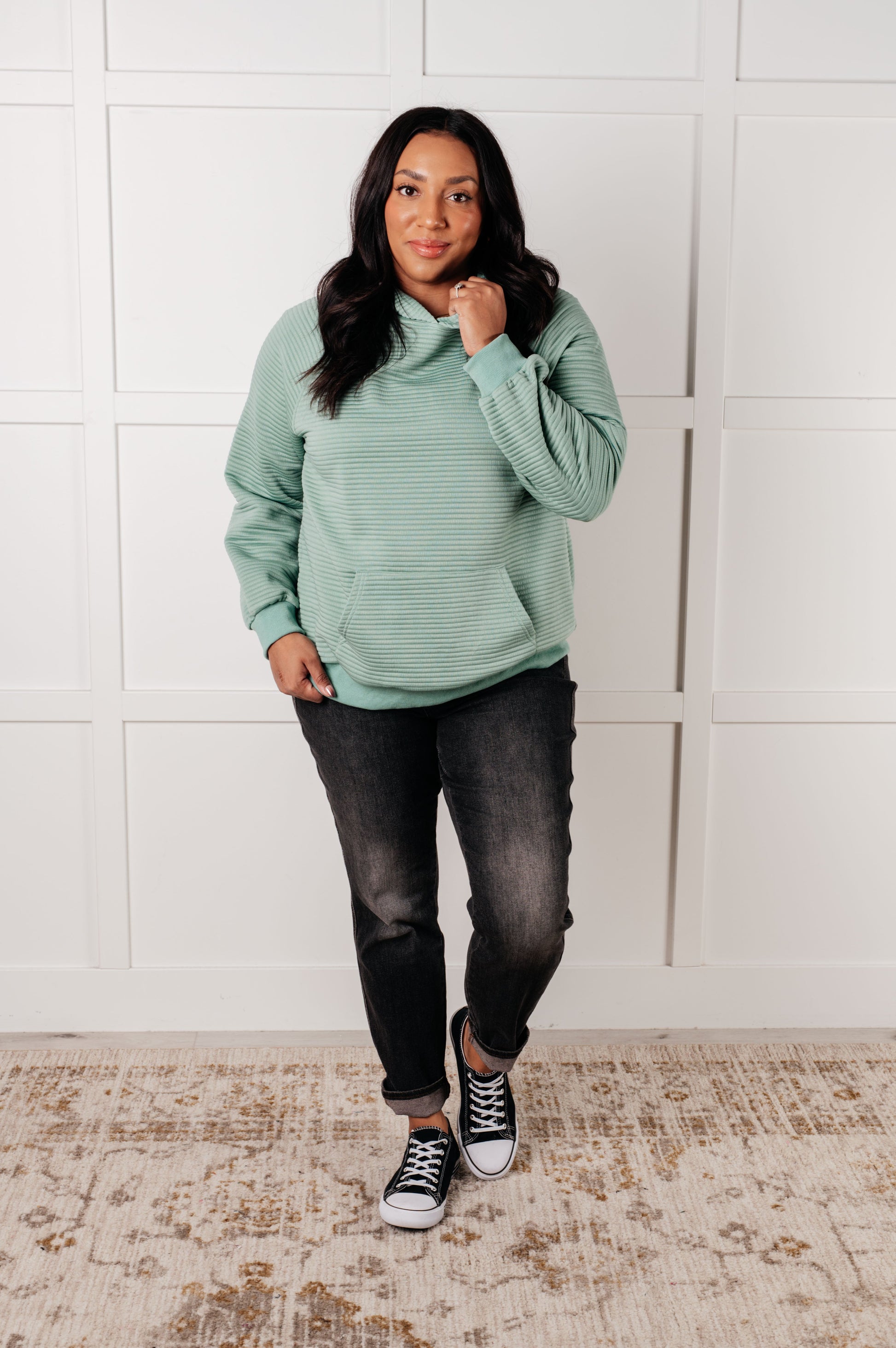 Crosswalk Textured Hoodie in Green - KD Lane