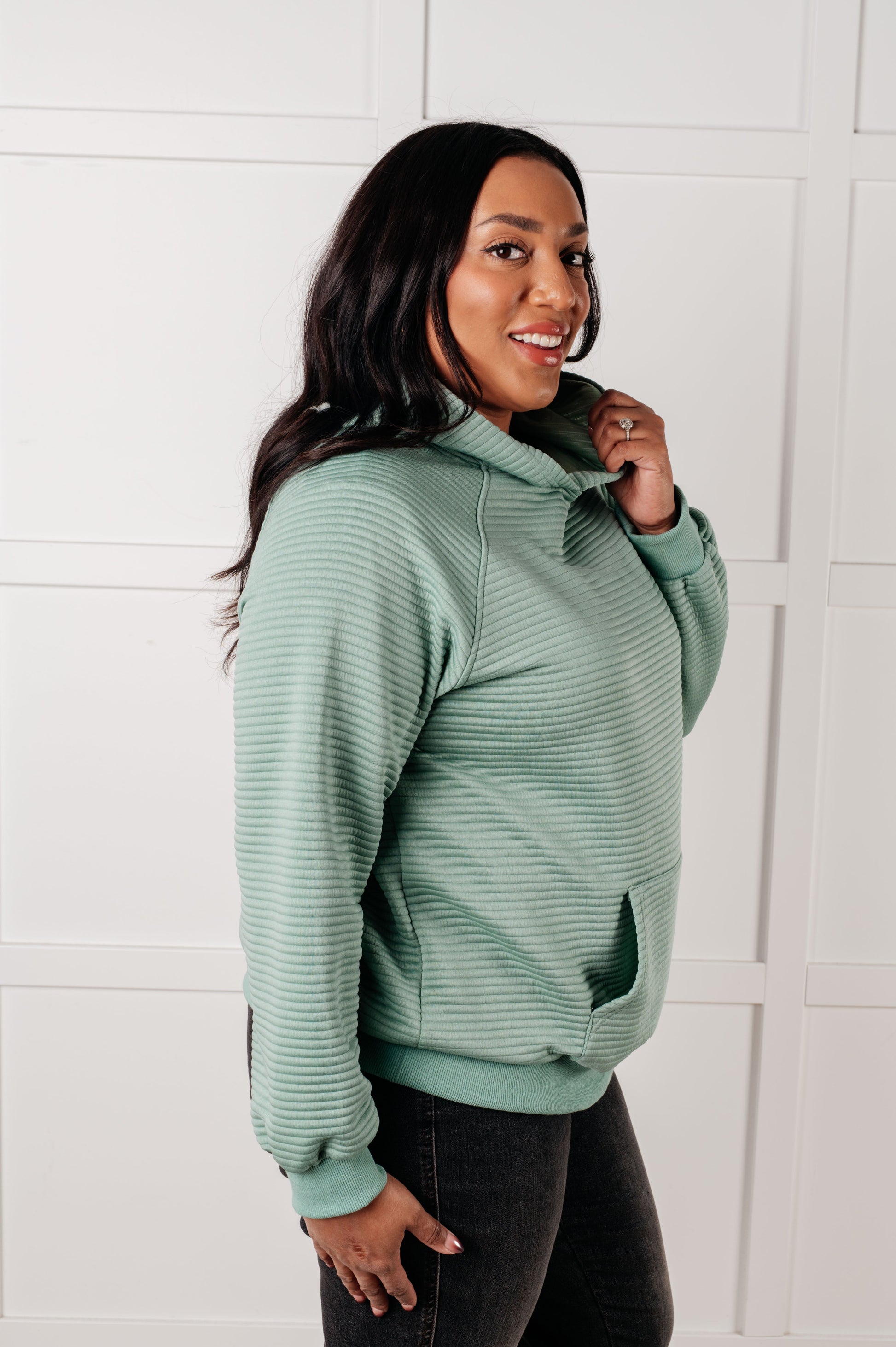 Crosswalk Textured Hoodie in Green - KD Lane