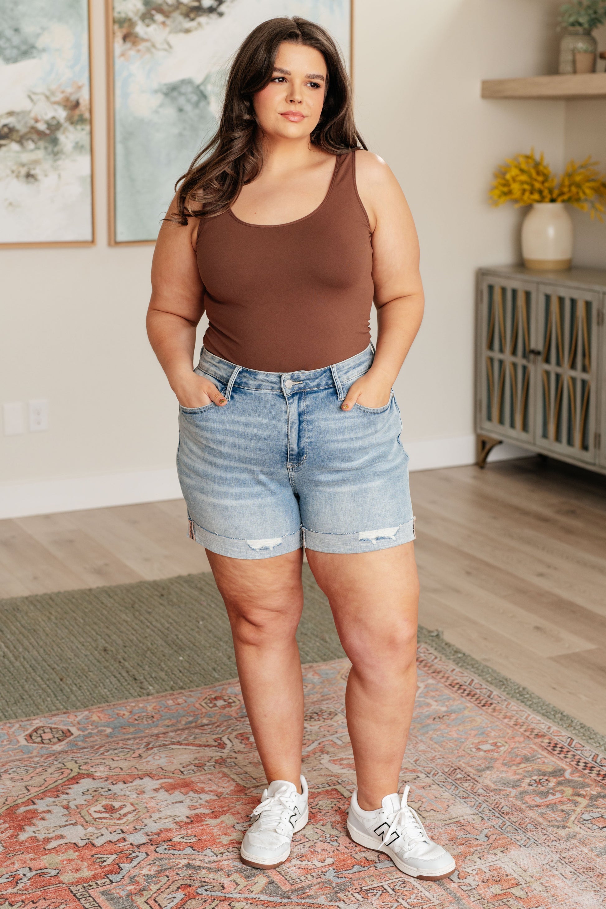 Darlene High Rise Distressed Cuffed Cutoff Shorts - KD Lane