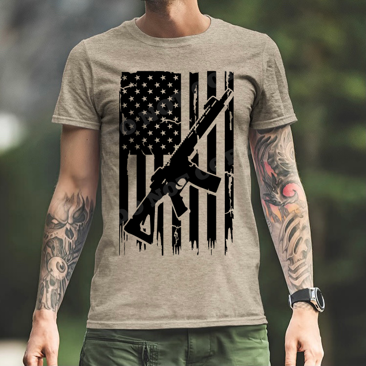 Distressed American Flag w/ Firearm - 10 Style Options