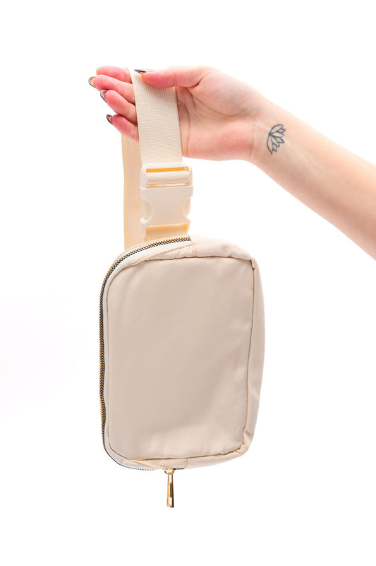 Everywhere I Go Crossbody Belt Bag in Ivory - KD Lane