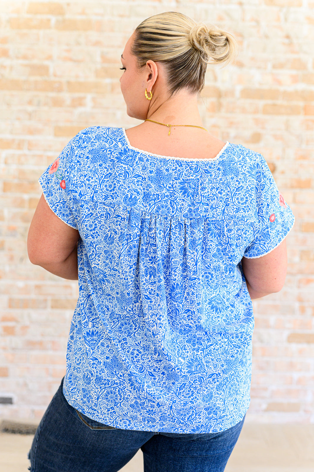Floral Goals Blouse in Royal - KD Lane