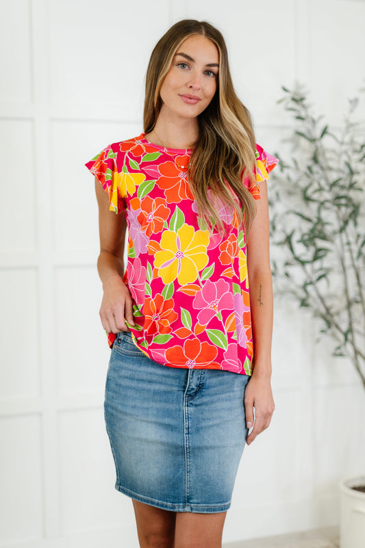 Garden Giggles Flutter Sleeve Top - KD Lane