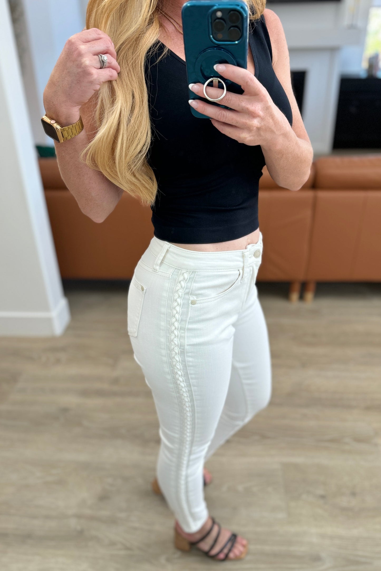 Maddie Mid Rise Braided Side Seam Relaxed Jeans - KD Lane