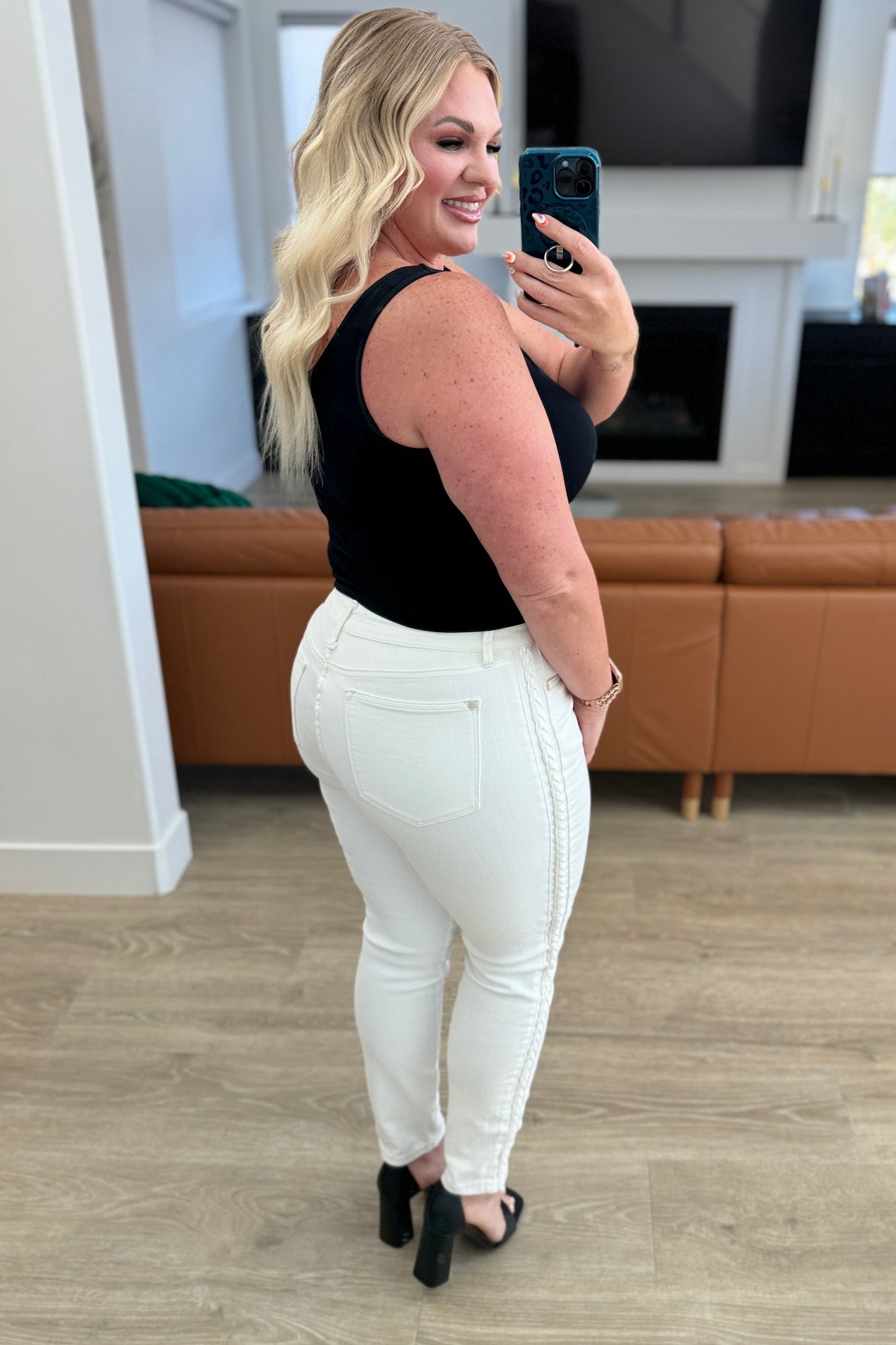 Maddie Mid Rise Braided Side Seam Relaxed Jeans - KD Lane