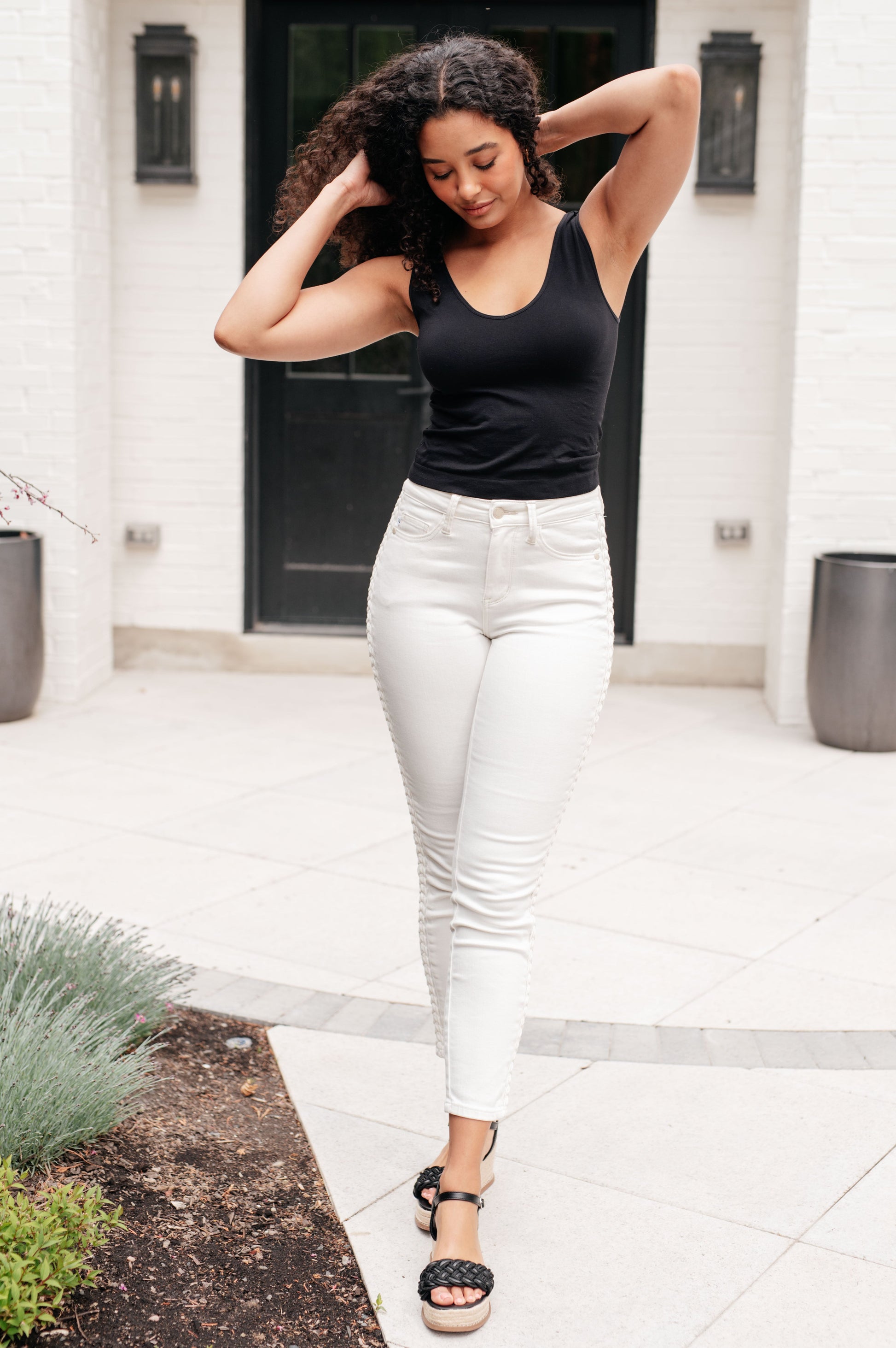 Maddie Mid Rise Braided Side Seam Relaxed Jeans - KD Lane