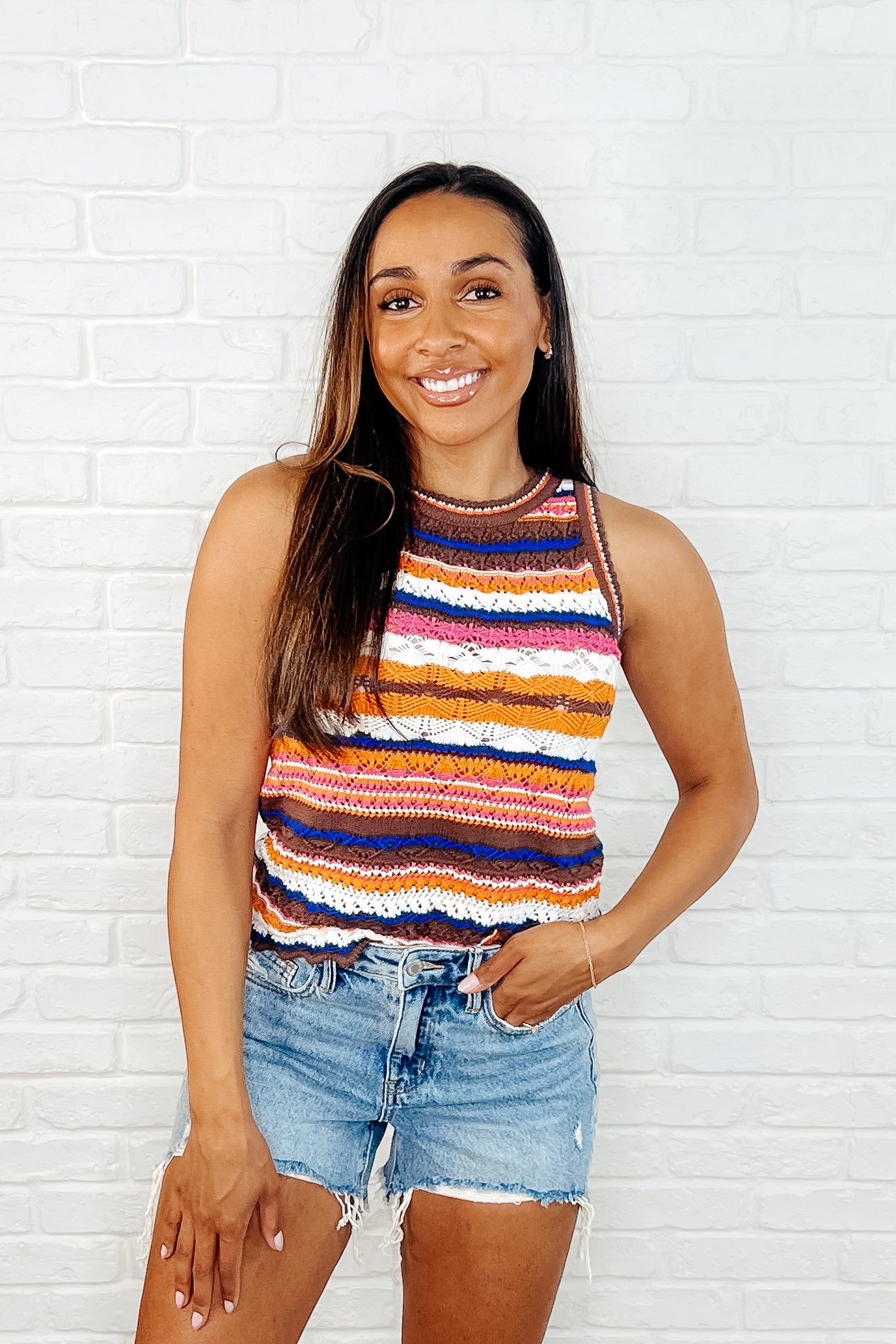 Max Aura Points Striped Knit Tank - KD Lane