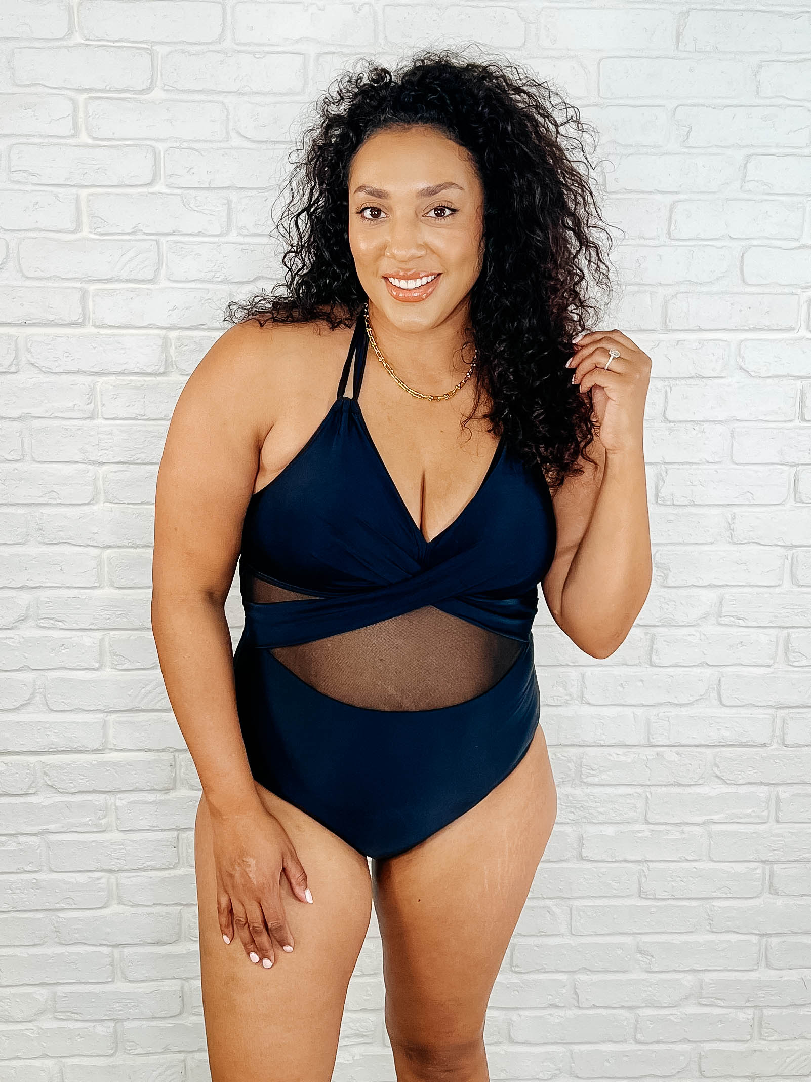 Palma Mesh Detail Halter Swimsuit - KD Lane