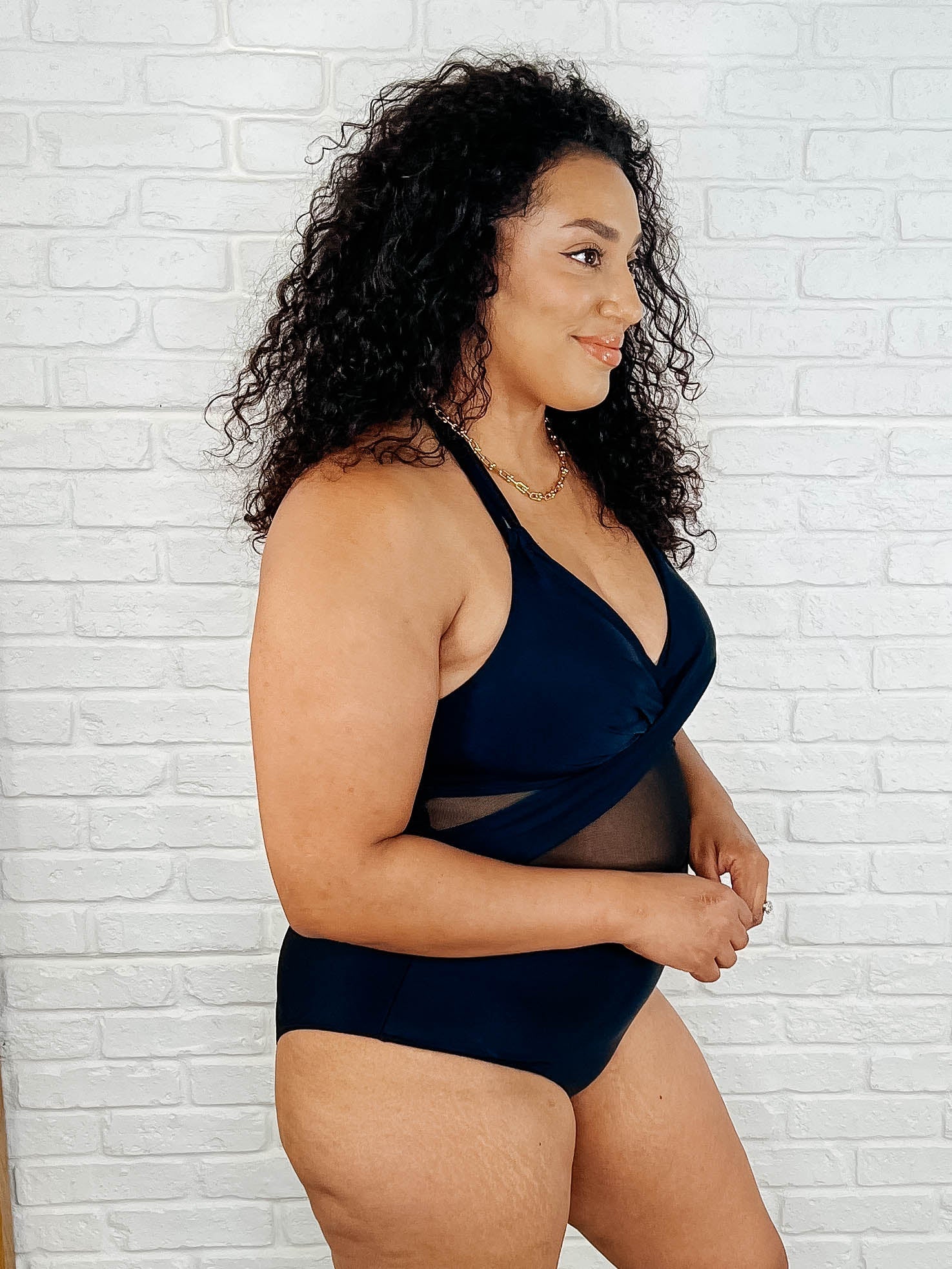 Palma Mesh Detail Halter Swimsuit - KD Lane