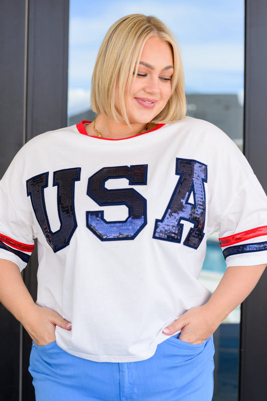 Party In The USA Drop Shoulder Top - KD Lane