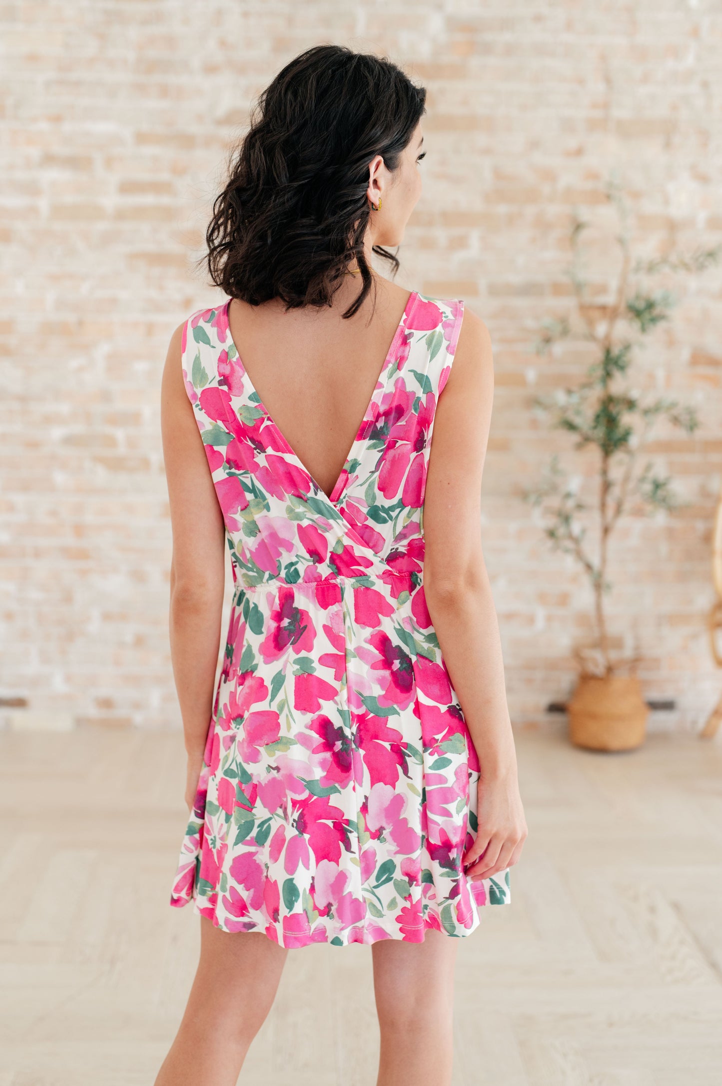 The Sun's Been Quite Kind V-Neck Dress in Pink - KD Lane