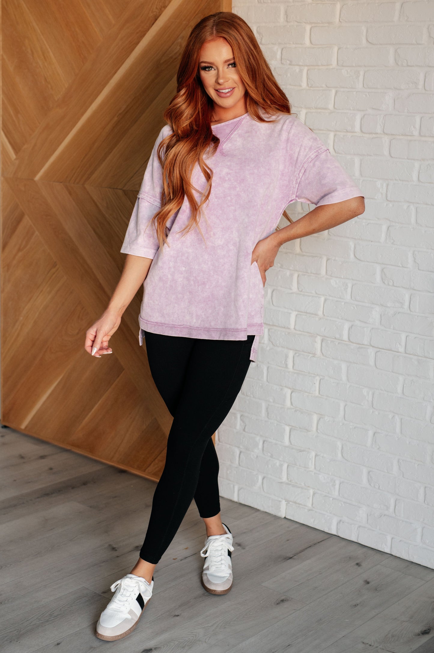 Unbothered Mineral Wash Top in Orchid Petal - KD Lane