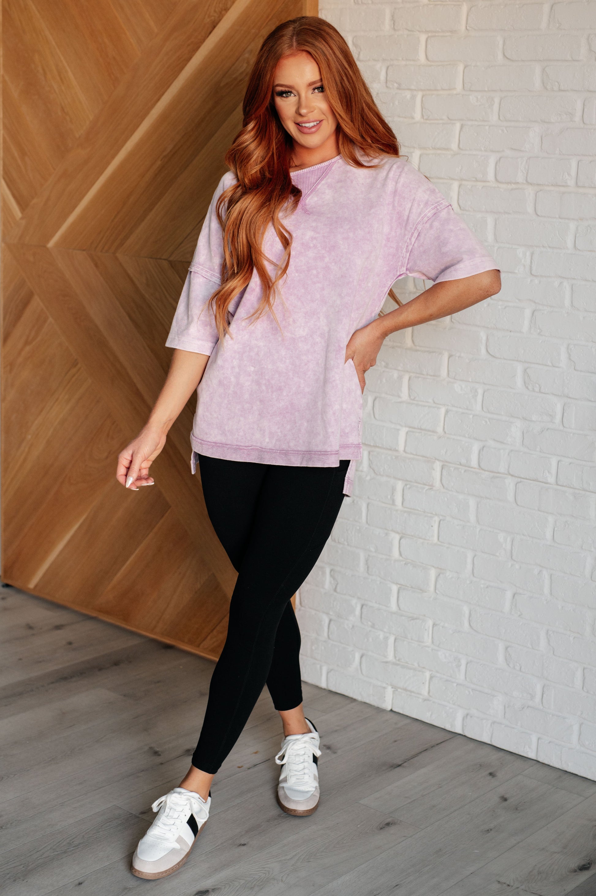 Unbothered Mineral Wash Top in Orchid Petal - KD Lane