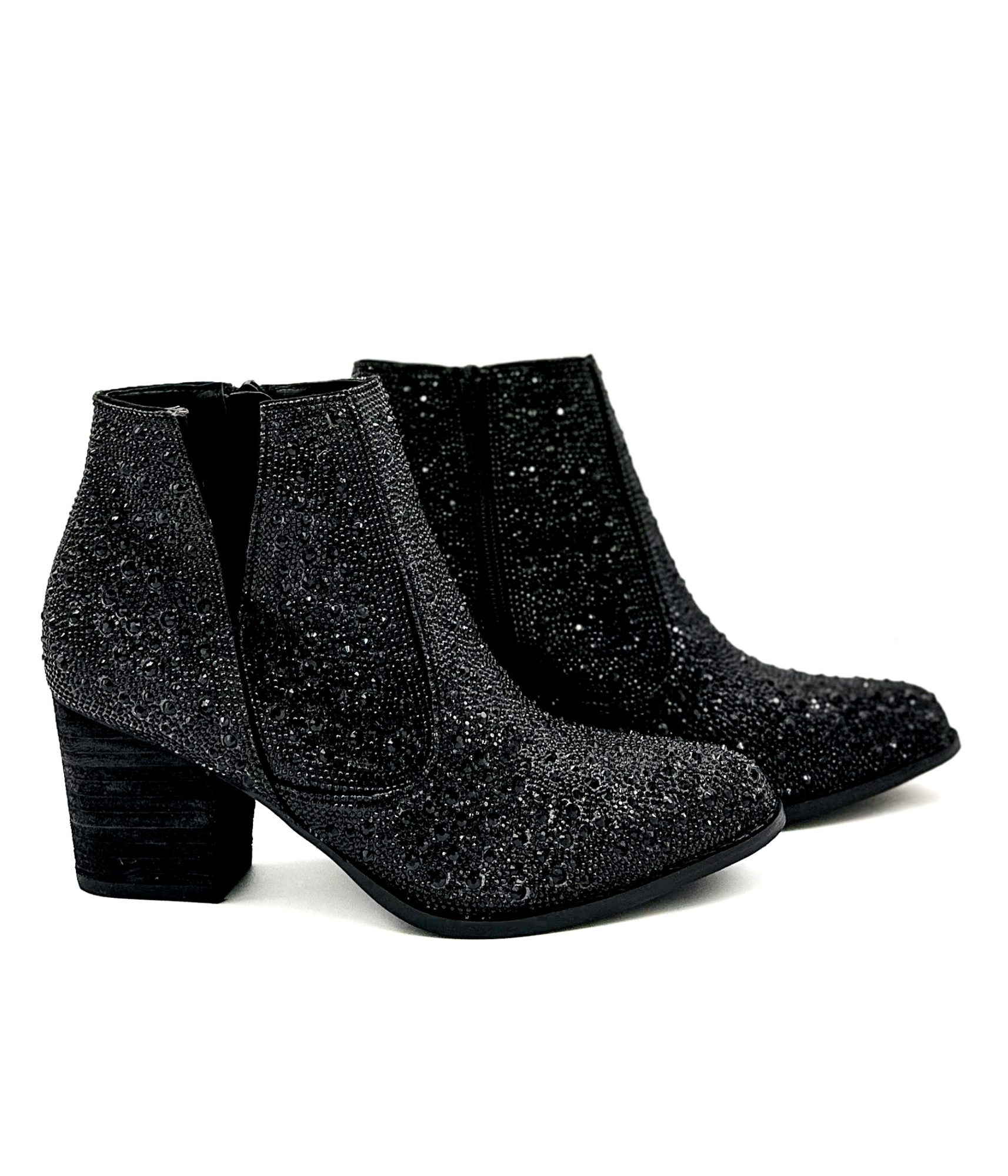 Shine Star Rhinestone Bootie in Black - KD Lane