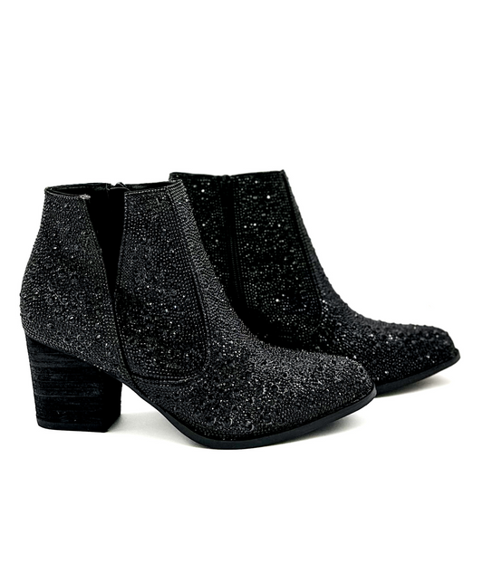 Shine Star Rhinestone Bootie in Black - KD Lane