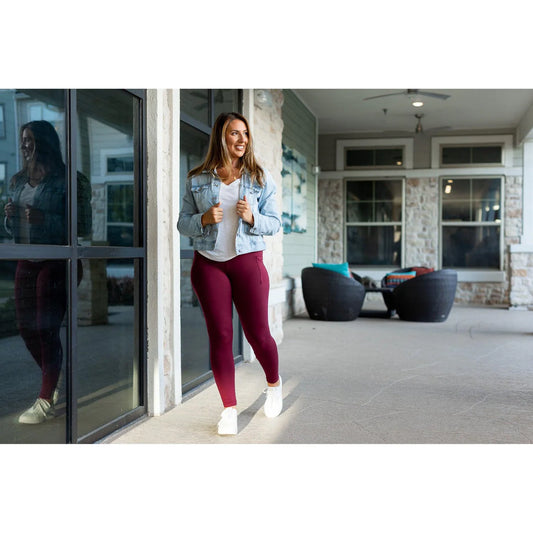 PREORDER MAROON FULL-LENGTH Leggings with POCKET - Luxe Leggings by Julia Rose®