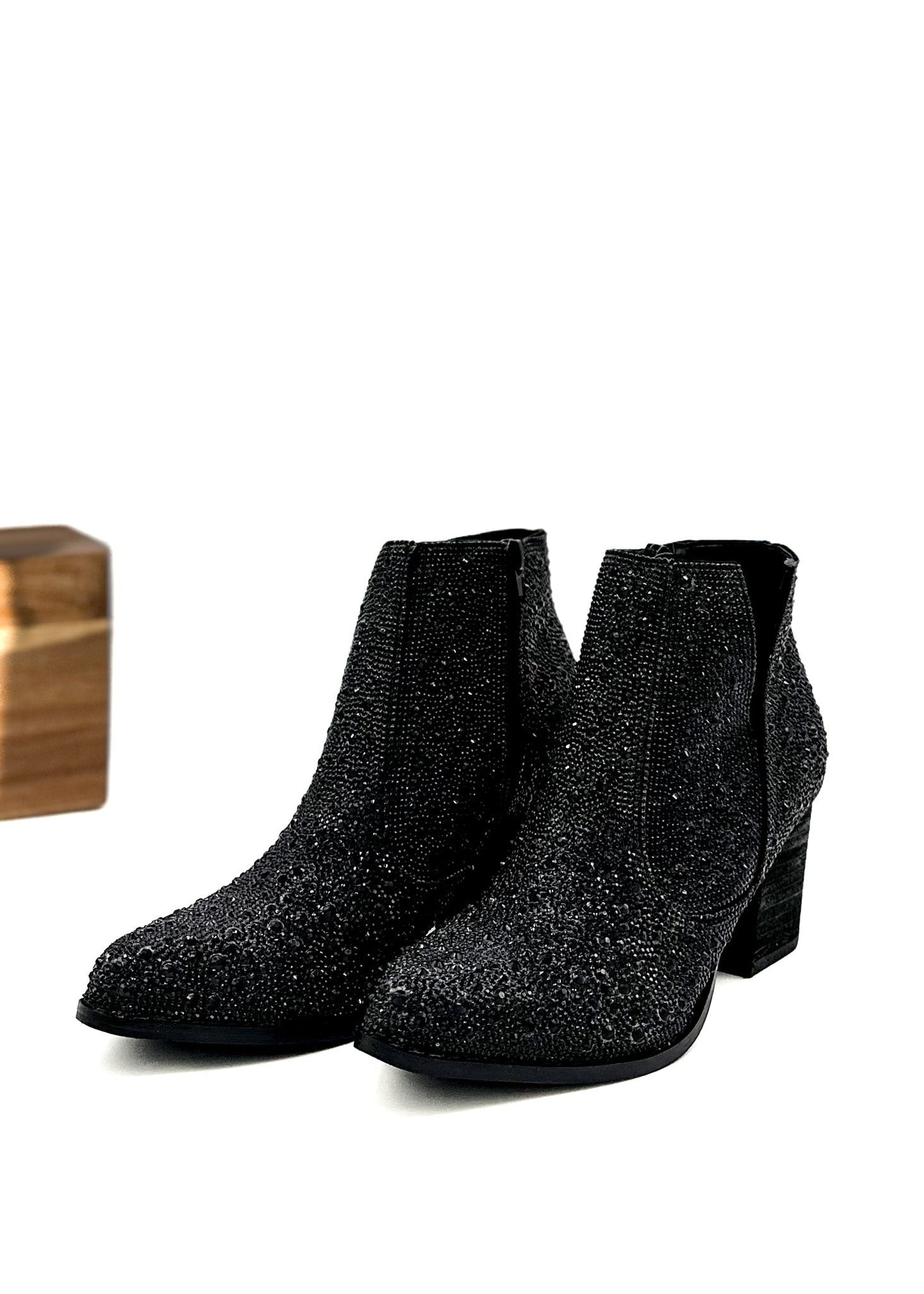 Shine Star Rhinestone Bootie in Black - KD Lane
