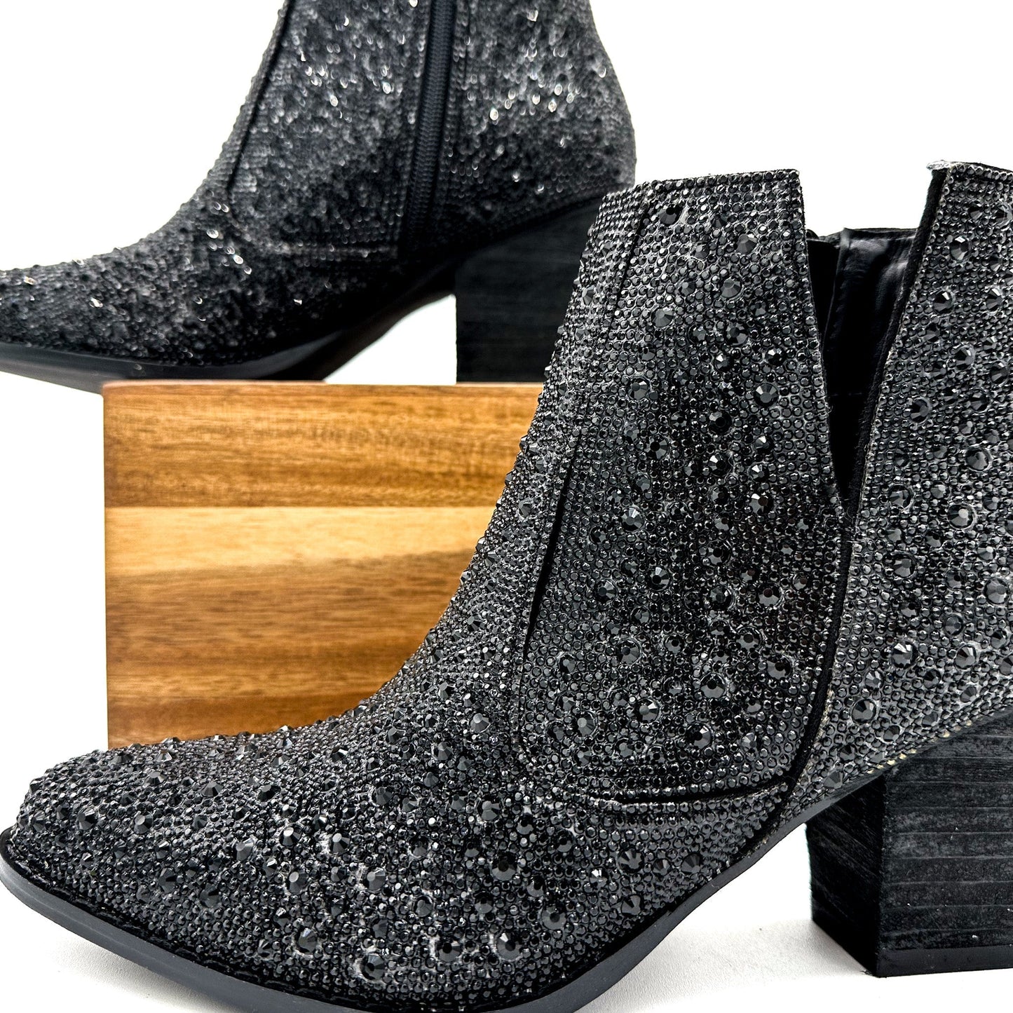 Shine Star Rhinestone Bootie in Black - KD Lane