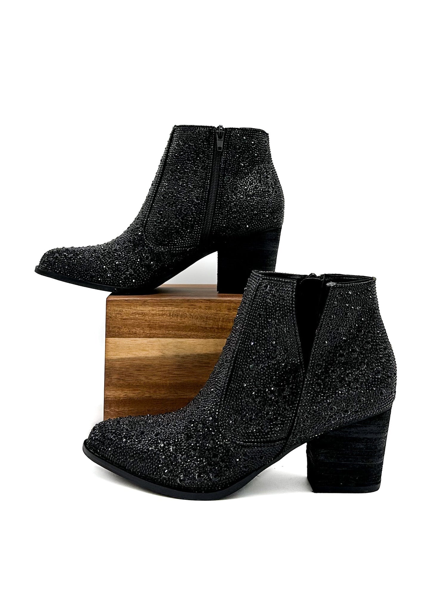 Shine Star Rhinestone Bootie in Black - KD Lane