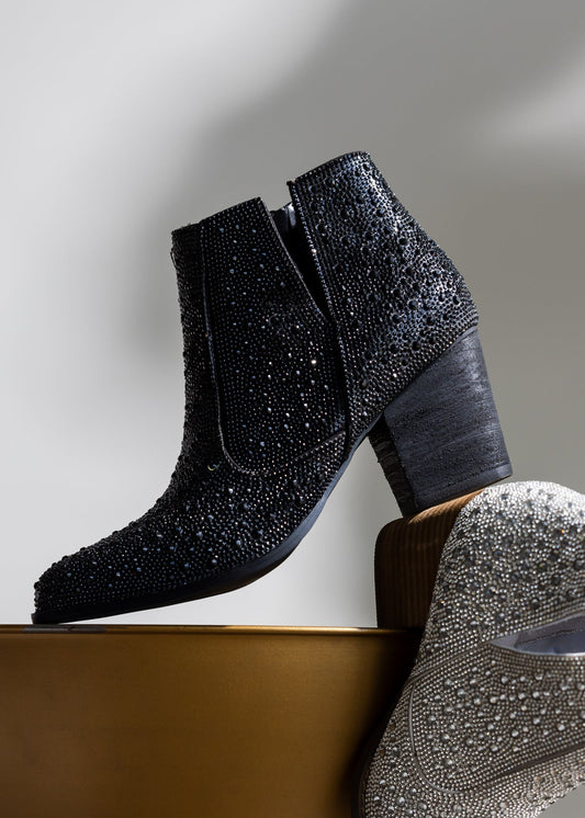 Shine Star Rhinestone Bootie in Black - KD Lane