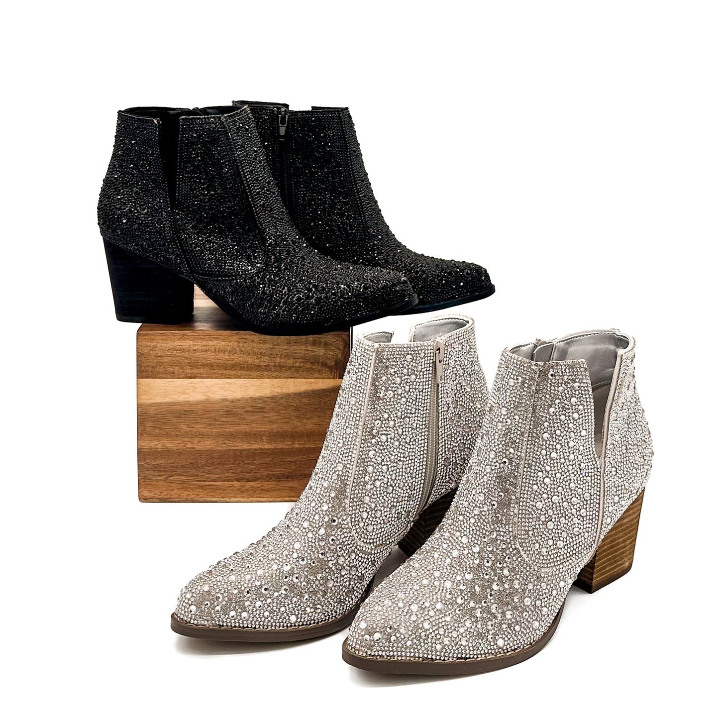 Shine Star Rhinestone Bootie in Black - KD Lane