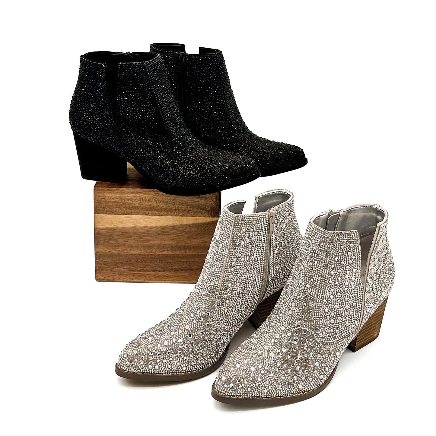Shine Star Rhinestone Bootie in Black - KD Lane