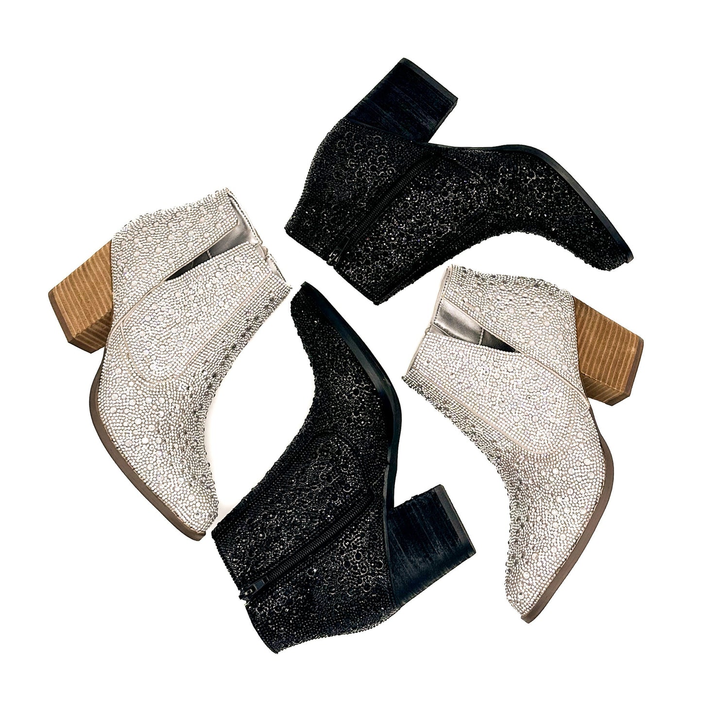 Shine Star Rhinestone Bootie in Black - KD Lane
