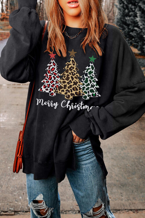 MERRY CHRISTMAS Graphic Dropped Shoulder Sweatshirt