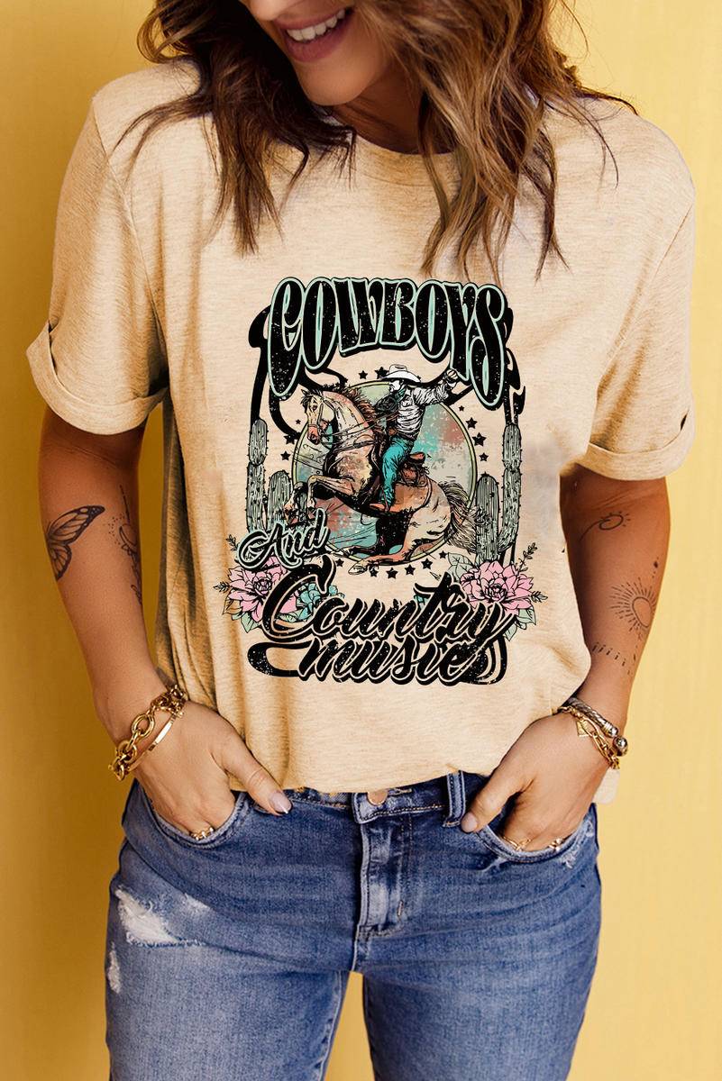 COWBOYS And Country Music Print Graphic T Shirt