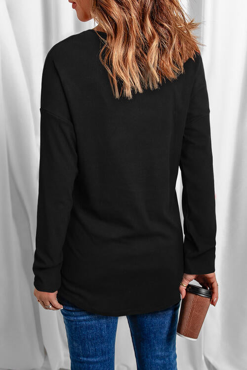 Graphic V-Neck Long Sleeve Top
