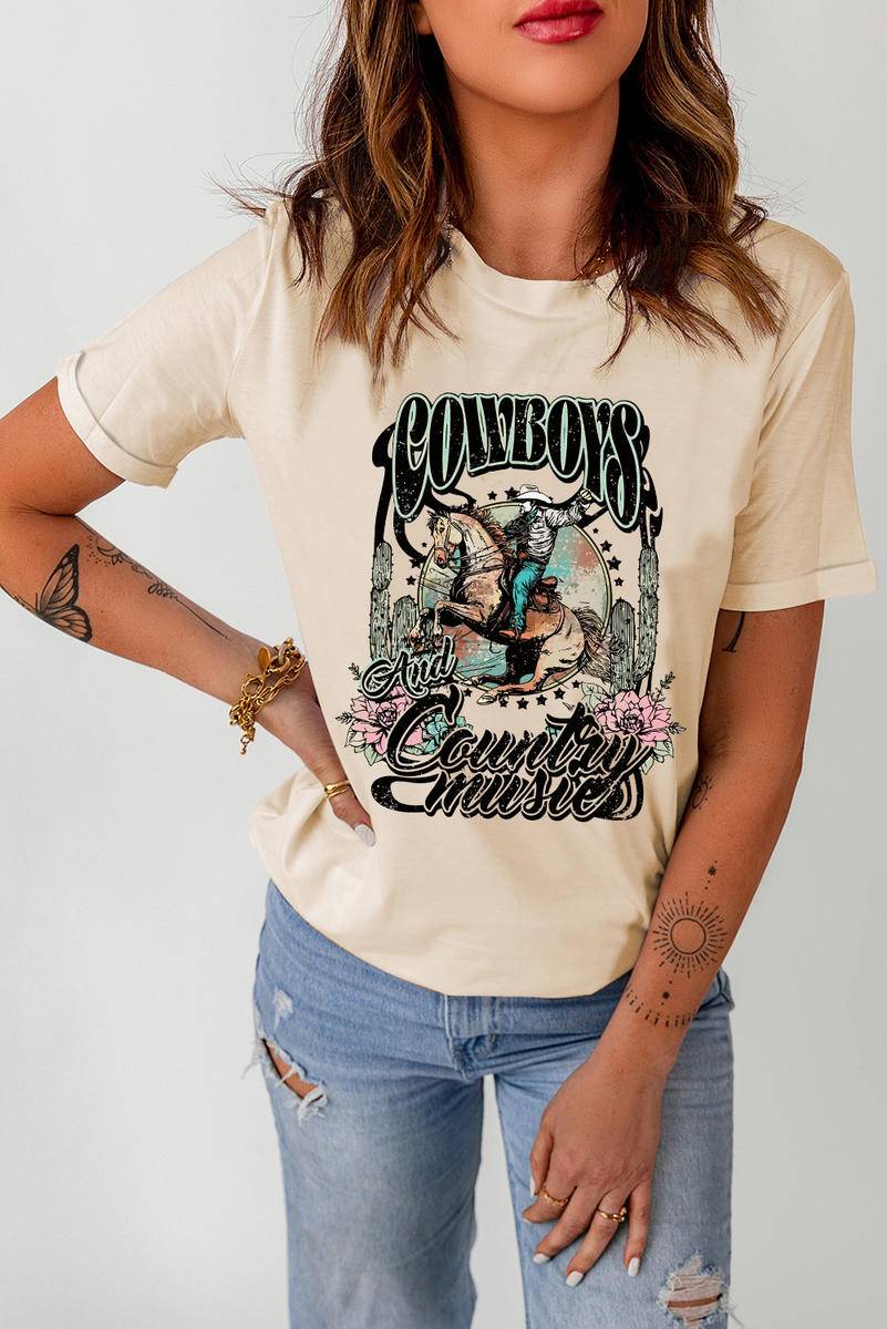 COWBOYS And Country Music Print Graphic T Shirt